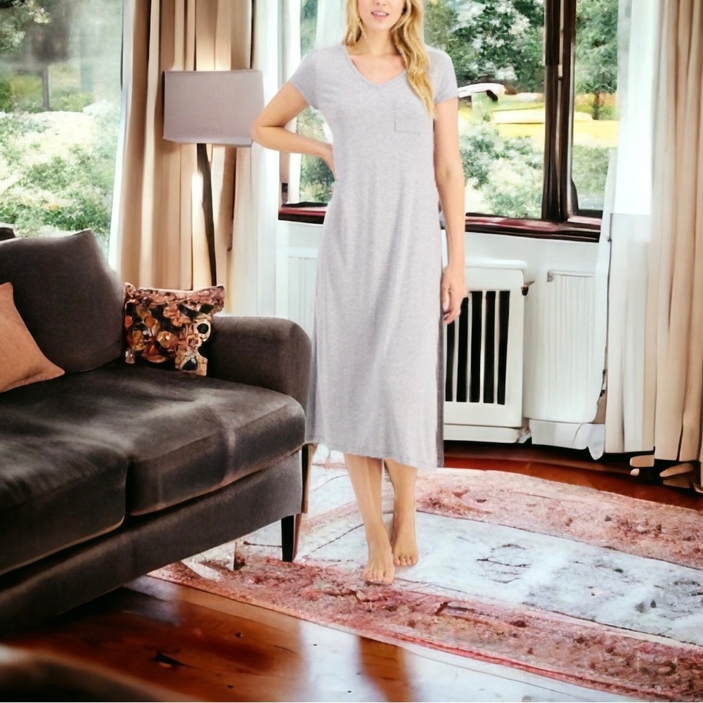 New Alfani Womens Ultra Soft Long Sleep Shirt Nightgown, Dress Gray Small